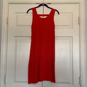 Coral Midi Dress with Pockets